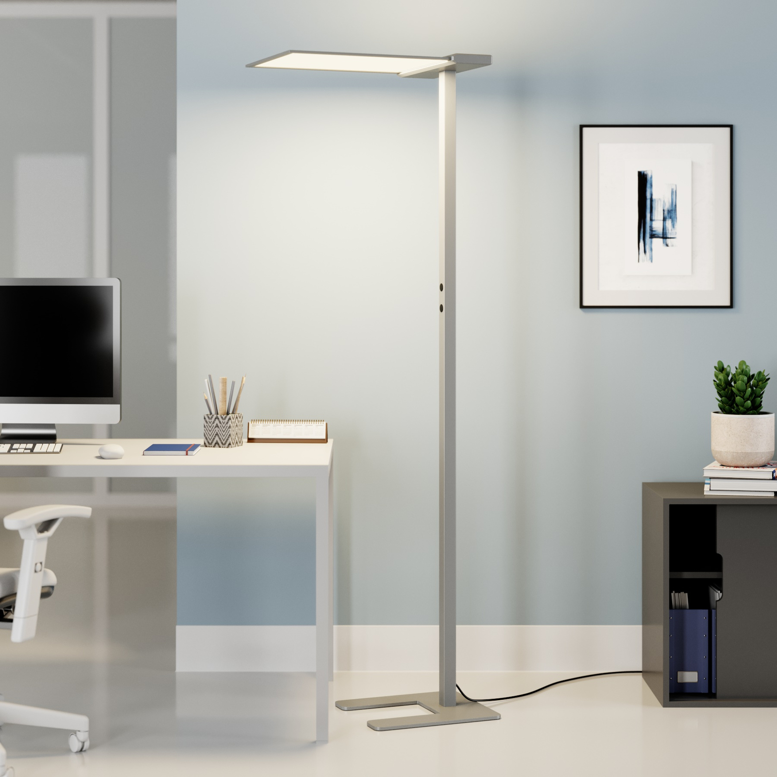 LED-Office-Stehlampe Esmael, 36W + 20W Dimmer