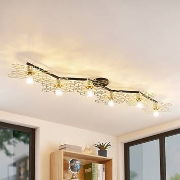 Lucande Alexaru lampa ścienna, 6-pkt. złota, długa