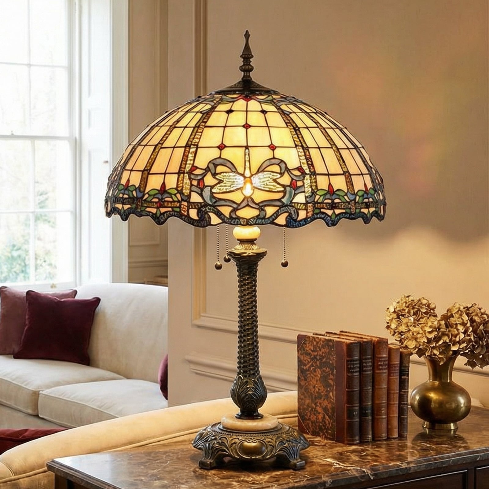 Cudowna lampa stołowa Atlantis, wzornictwo Tiffany Cudowna lampa stołowa Atlantis, wzornictwo Tiffany