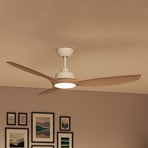 Philips LED-vifte Olas, Ø 132 cm, brun/hvit, stillegående