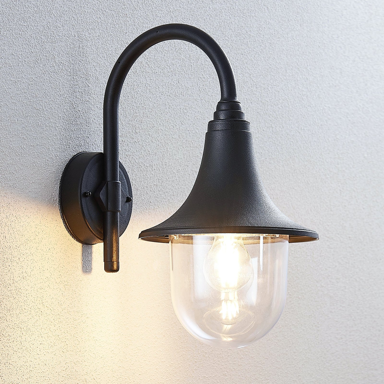 Nalevi outdoor wall lamp, curved, black