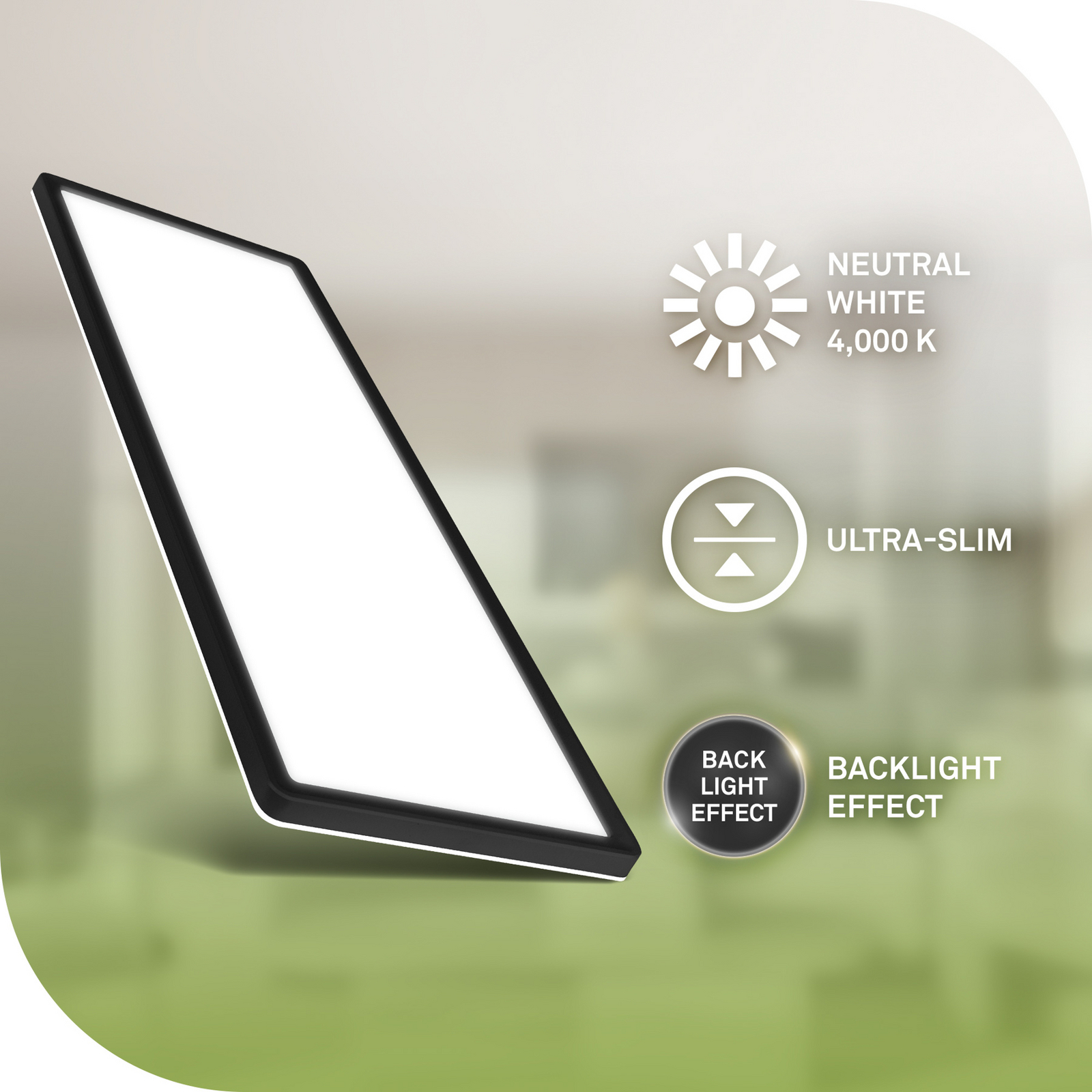Tava A LED ceiling light, 58 x 20 cm, plastic, black