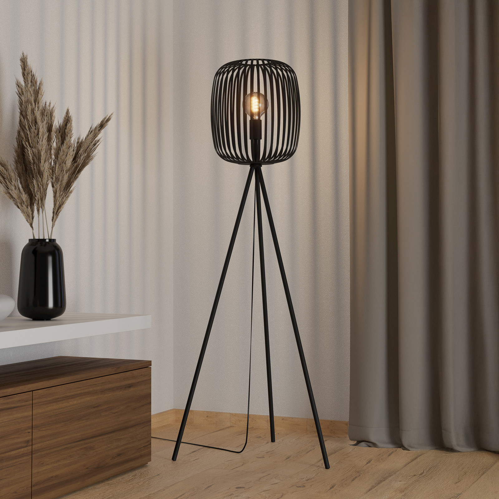 EGLO Lampadar Romazzina negru înălțime 141 cm metal E27 - Camera de zi / sufragerie - Modern