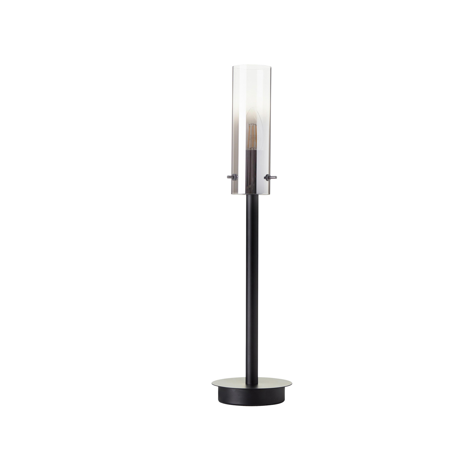 Glasini bordlampe, højde 49,5 cm, røgfarvet grå/sort, glas