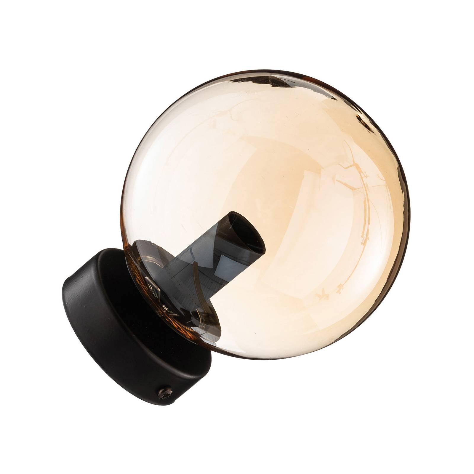 Wandleuchte Glassy 1-flg. schwarz, Glas amber günstig online kaufen