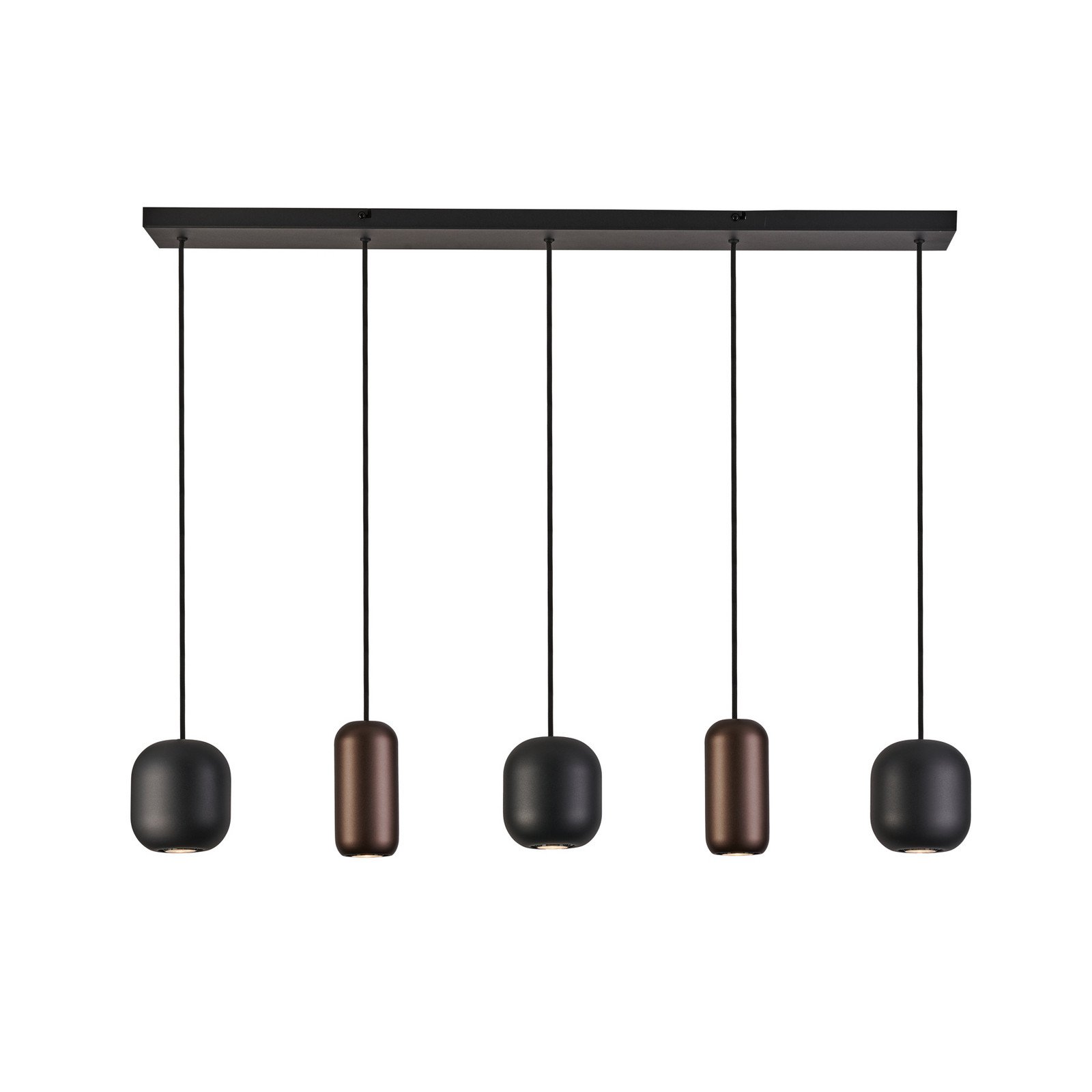 Lampă suspendată Jane lungime 102 cm negru/maro/verde cu 5 lumini.
