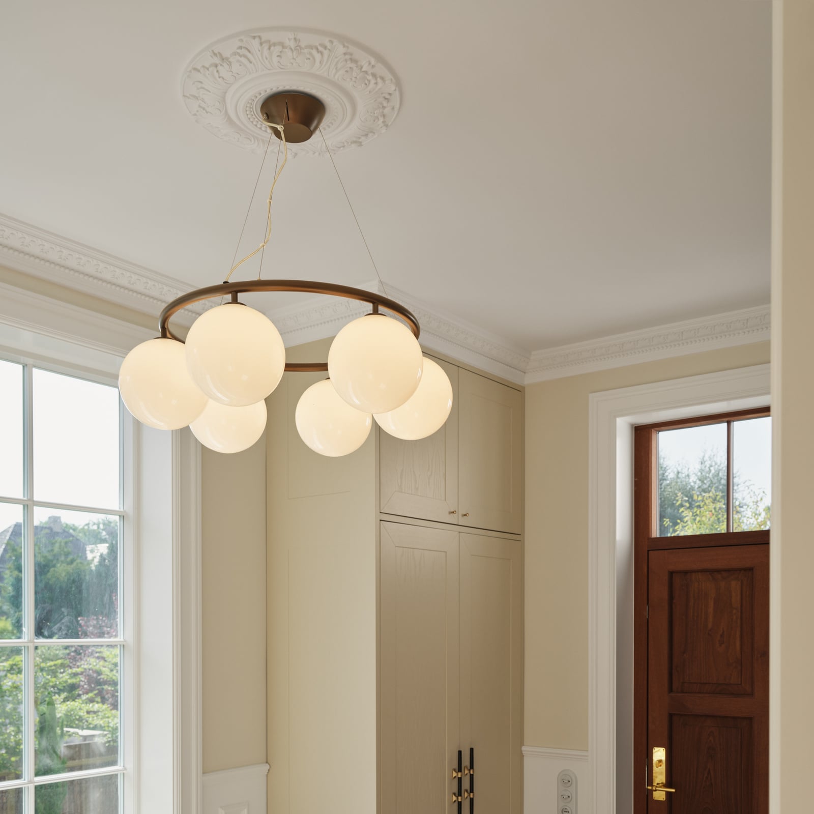 Miira 6 Circular lysekrone, Ø 80 cm, bronse/opal - Nuura