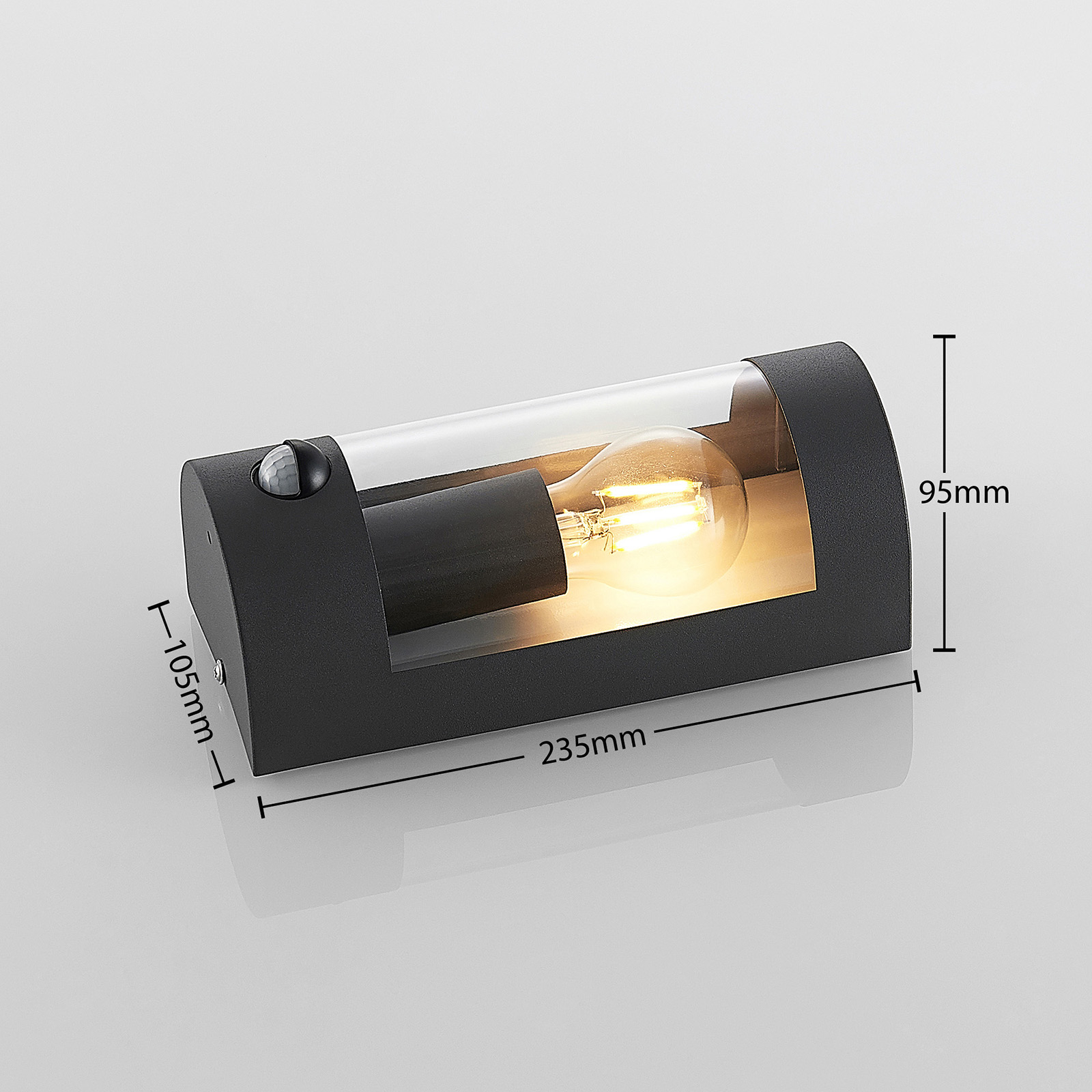 Junias Outdoor Wall Lamp w/Sensor Dark grey - Lindby
