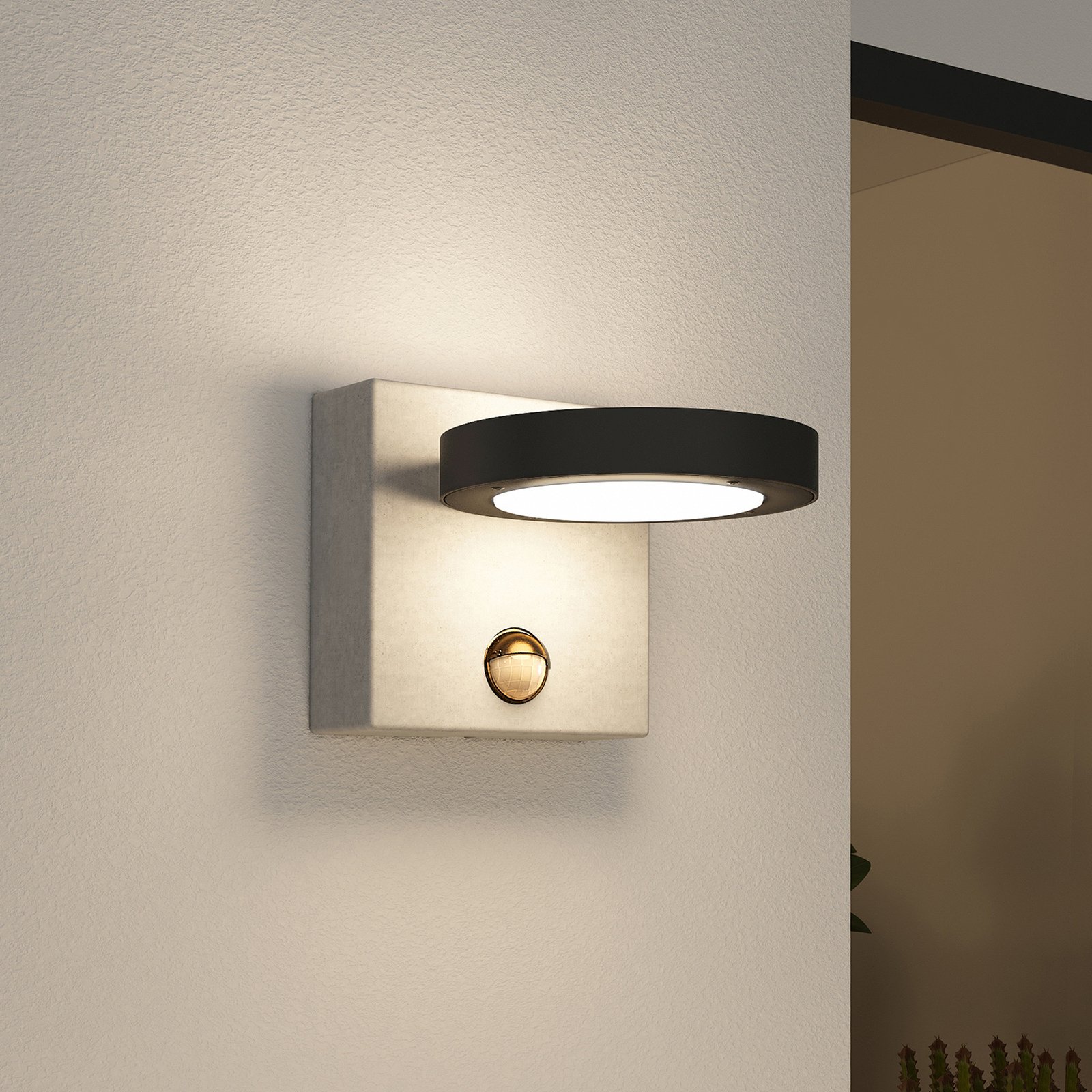 Lucande Belna LED wall lamp, concrete, sensor
