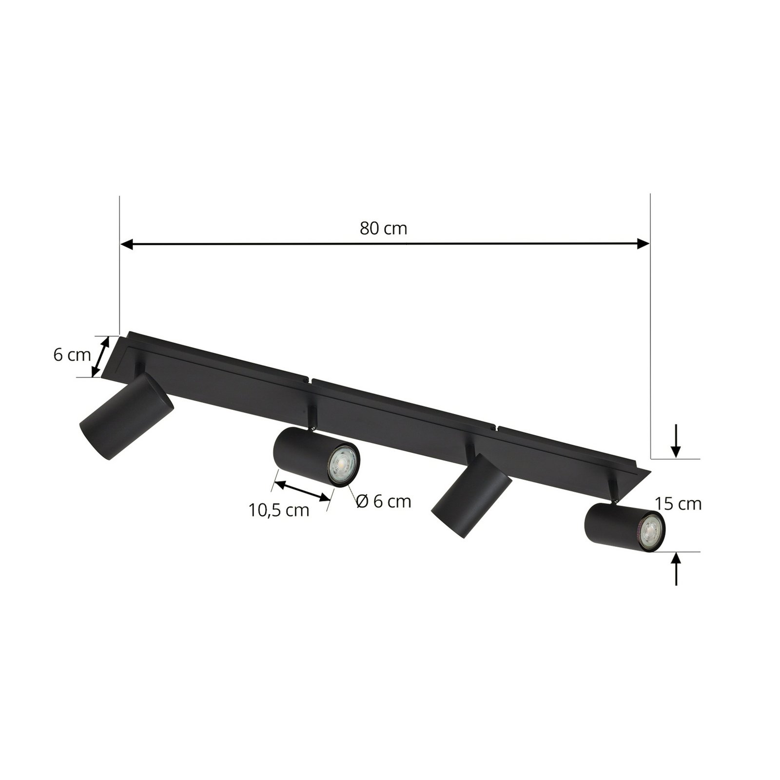 Joffrey 4 Plafonnier L80 Black - Lindby
