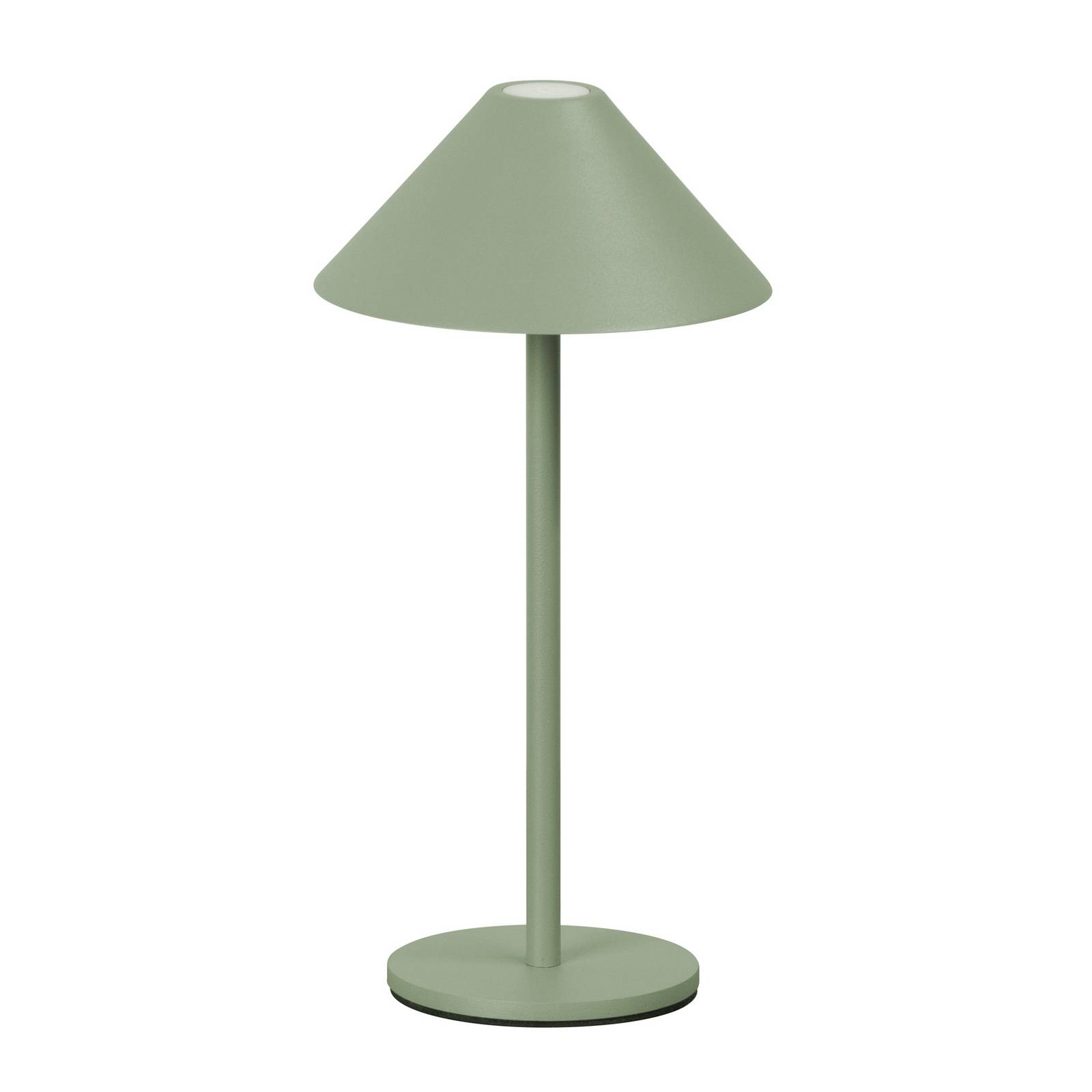 LED-Akku-Tischlampe Prato, salbeigrün Höhe 25 cm Metall IP54