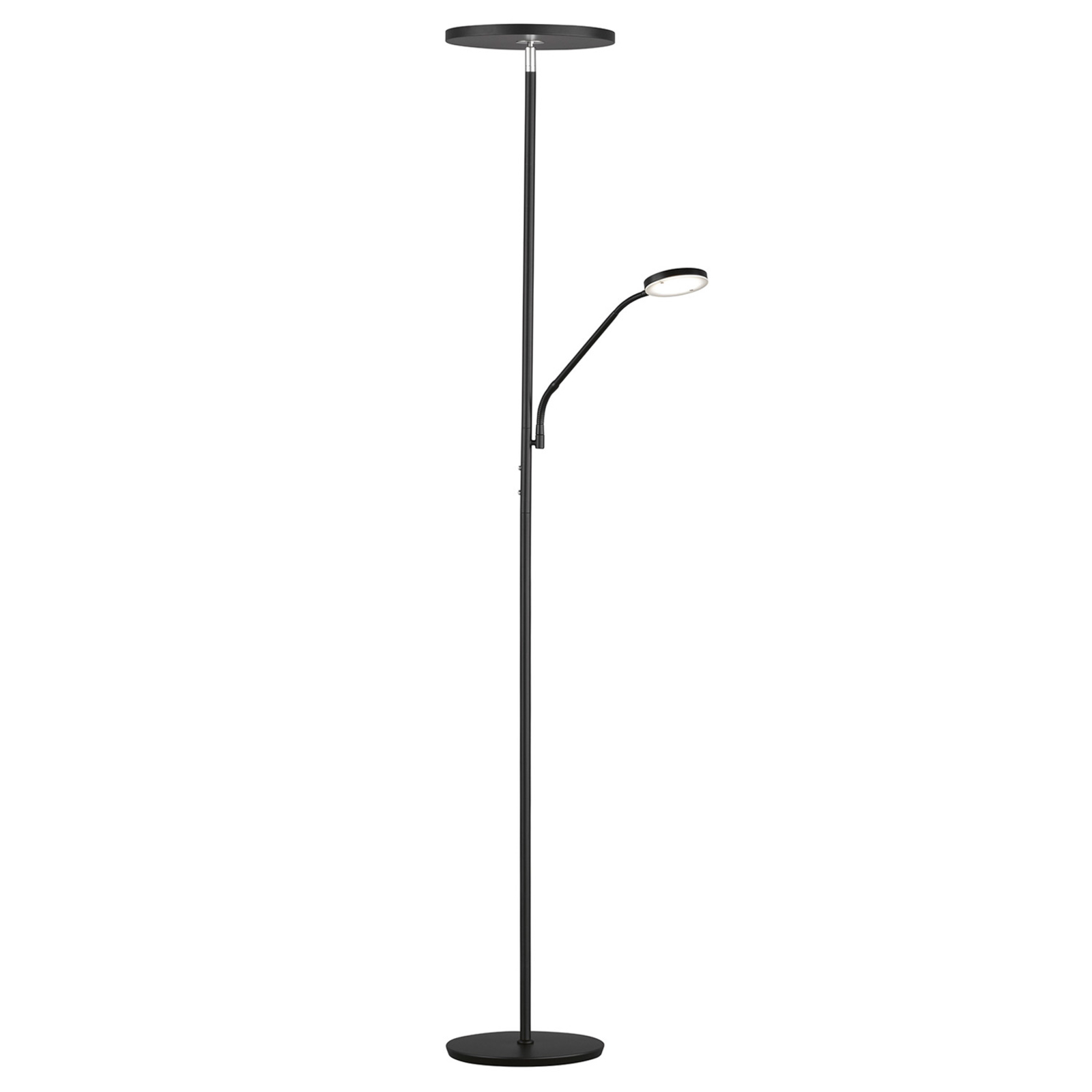 Fabi Lámpara de pie LED con lámpara de lectura, negro mate
