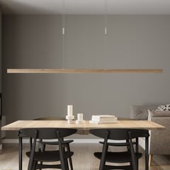 Quitani LED závěsné svítidlo Nora, přírodní dub, délka 158 cm