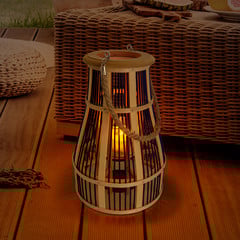 Lámpara solar LED Cesta, 34 cm, negro/natural
