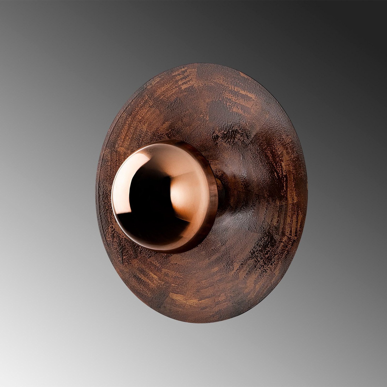 Wall light Kurt 13351, copper-coloured, metal, Ø 38 cm