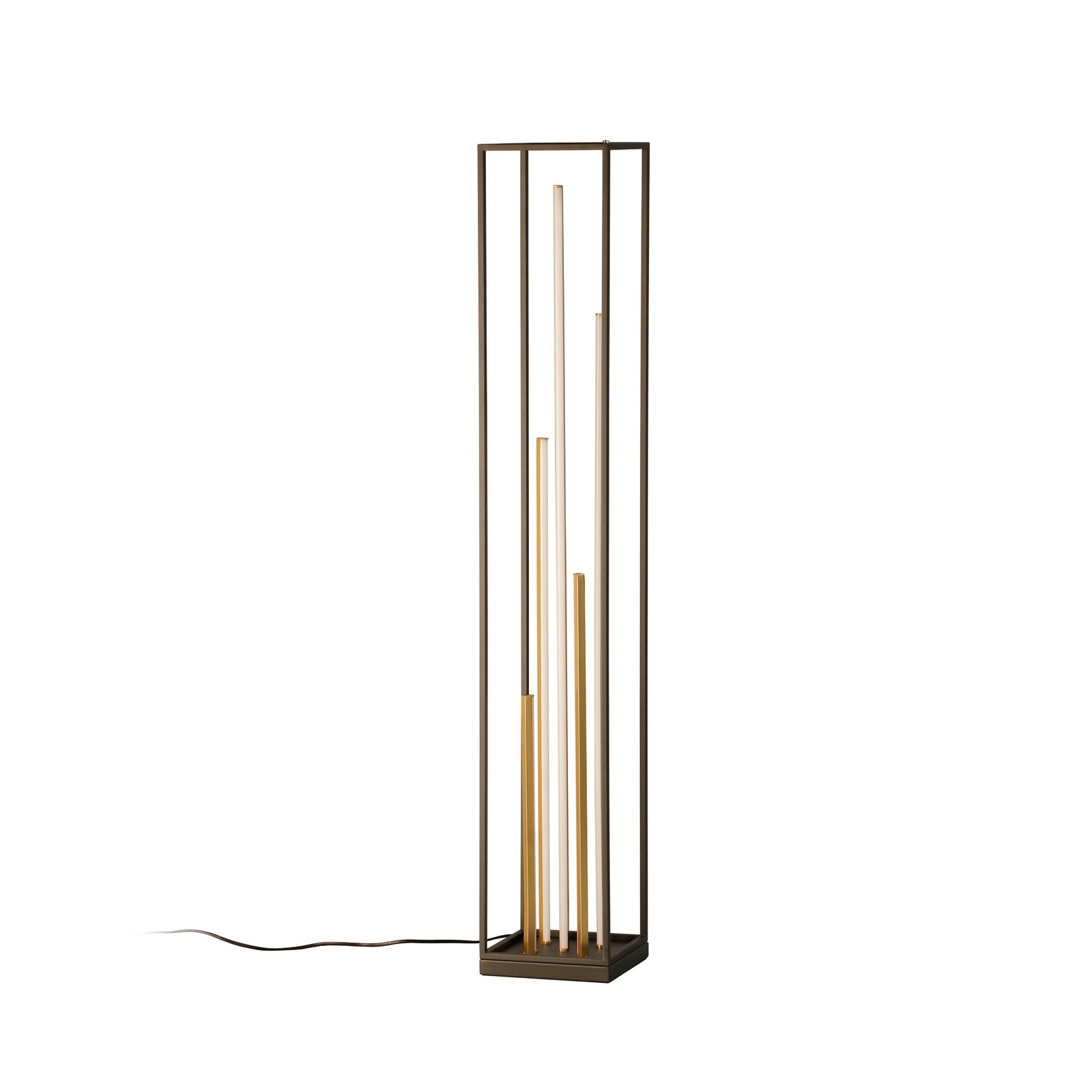 Grid LED floor lamp, black/gold, metal, CCT, dimmable