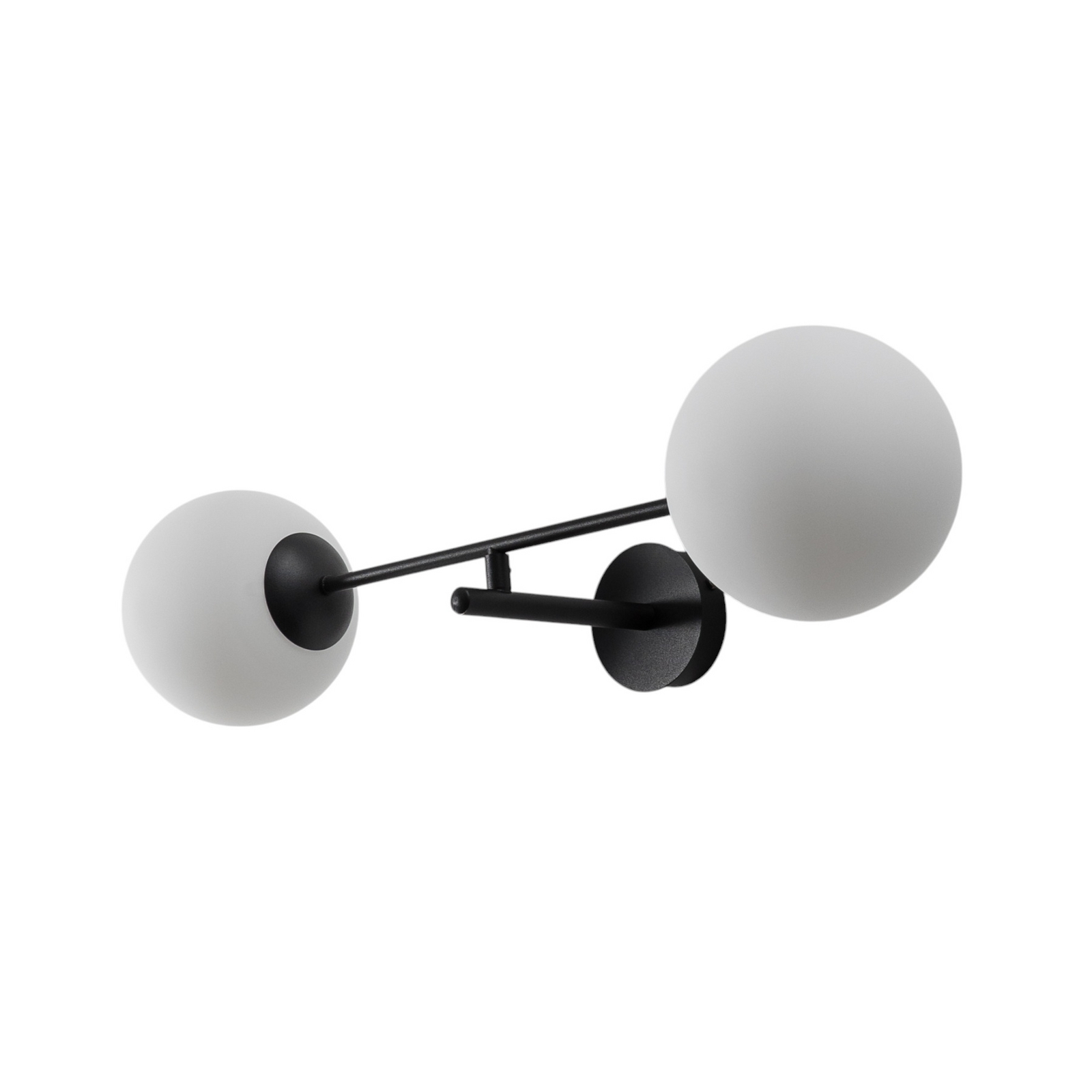 Wandlampe Linear, schwarz/opal, zweiflammig
