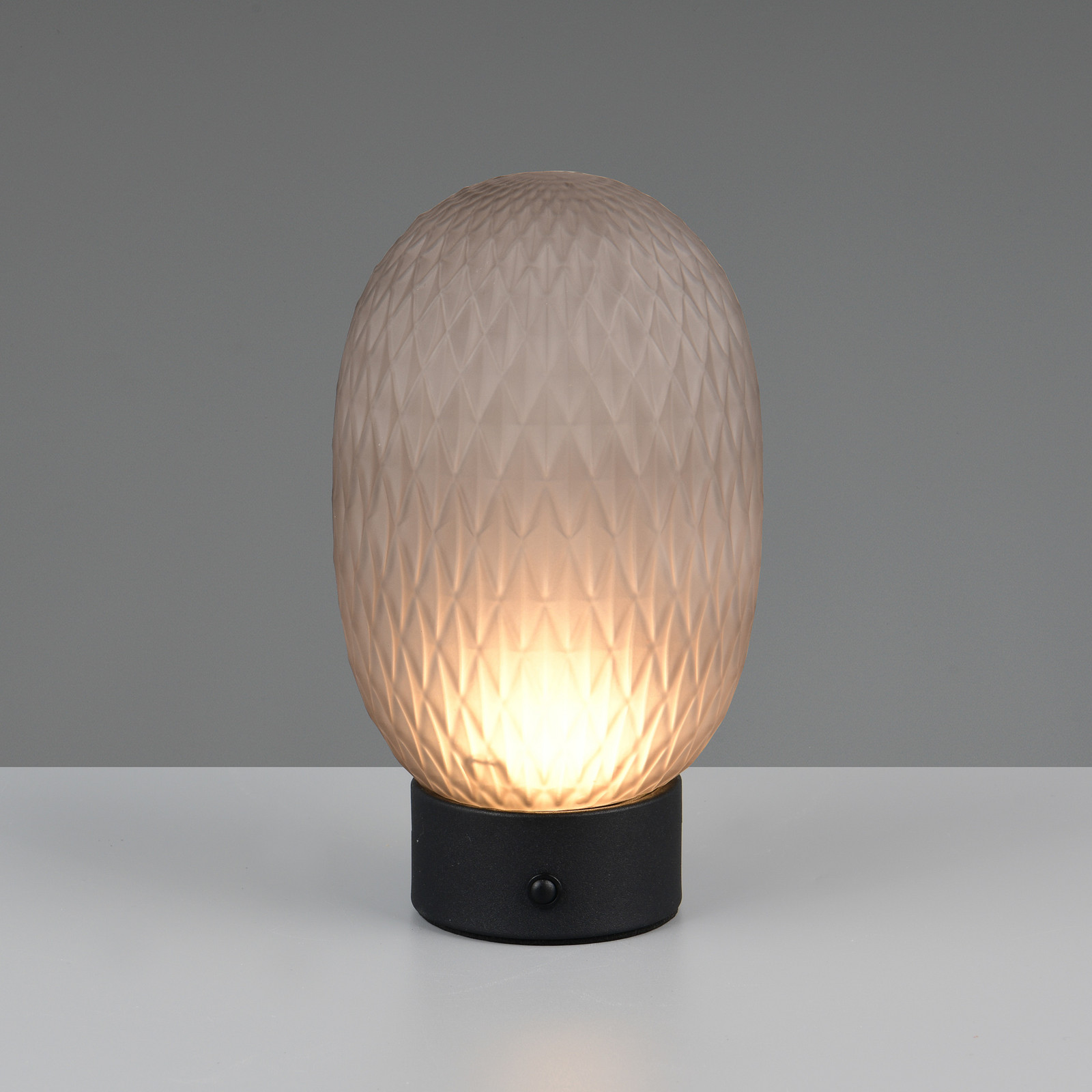 Trio Lighting Lampa de masă cu LED și baterie reîncărcabilă Facette gri fumuriu USB sticlă - Camera de zi / sufragerie - cenușiu-fumuriu