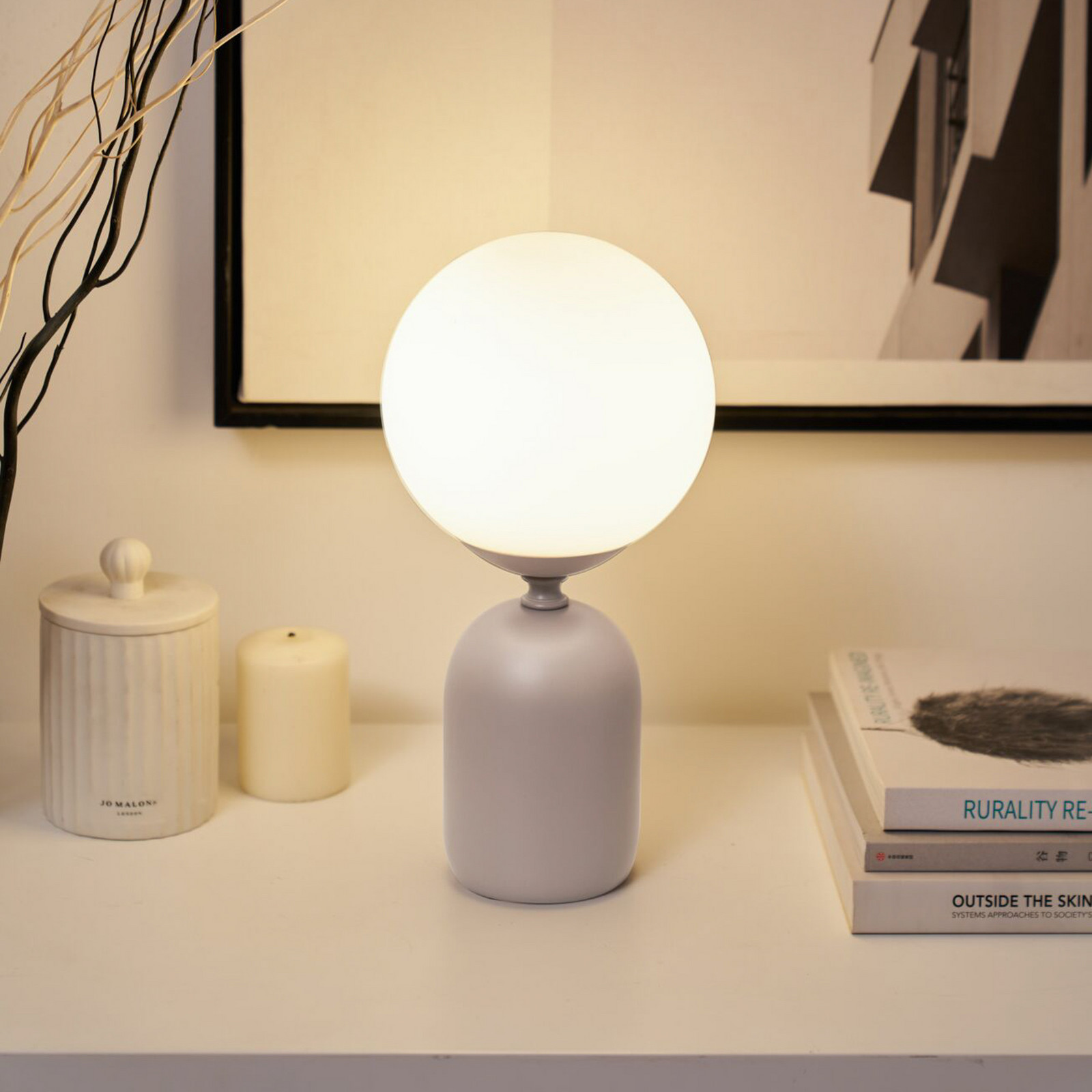 Lampa de masă Pauleen GLOWING CHARM gri 30 cm ceramică/sticlă - Camera de zi / sufragerie - Viața tânără - gri alb