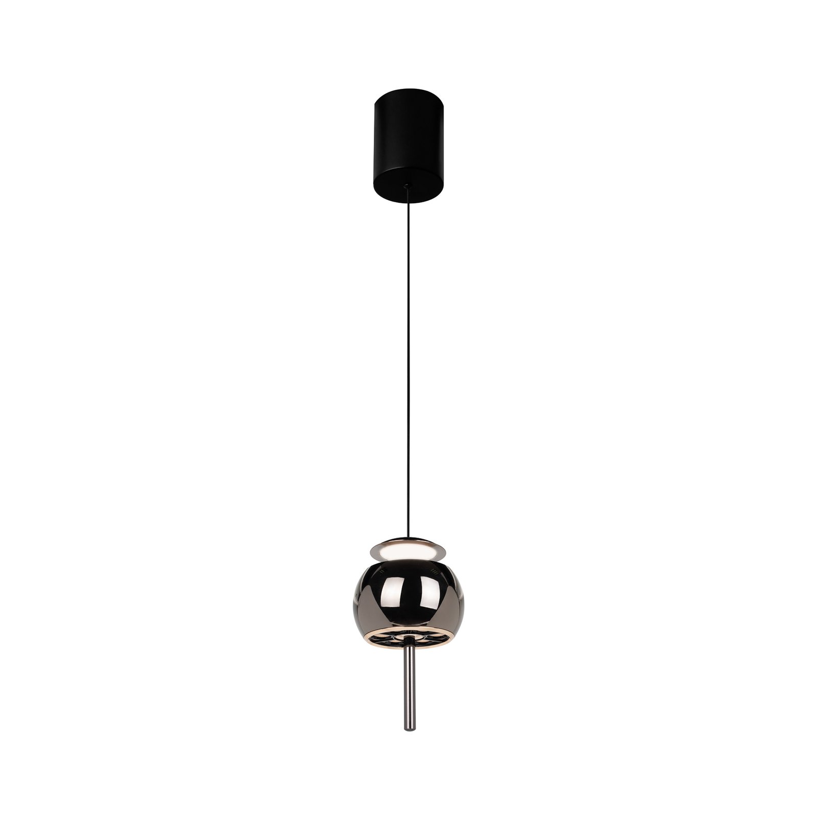 Roller LED hanglamp, chroom-zwart, verstelbaar, trekstang