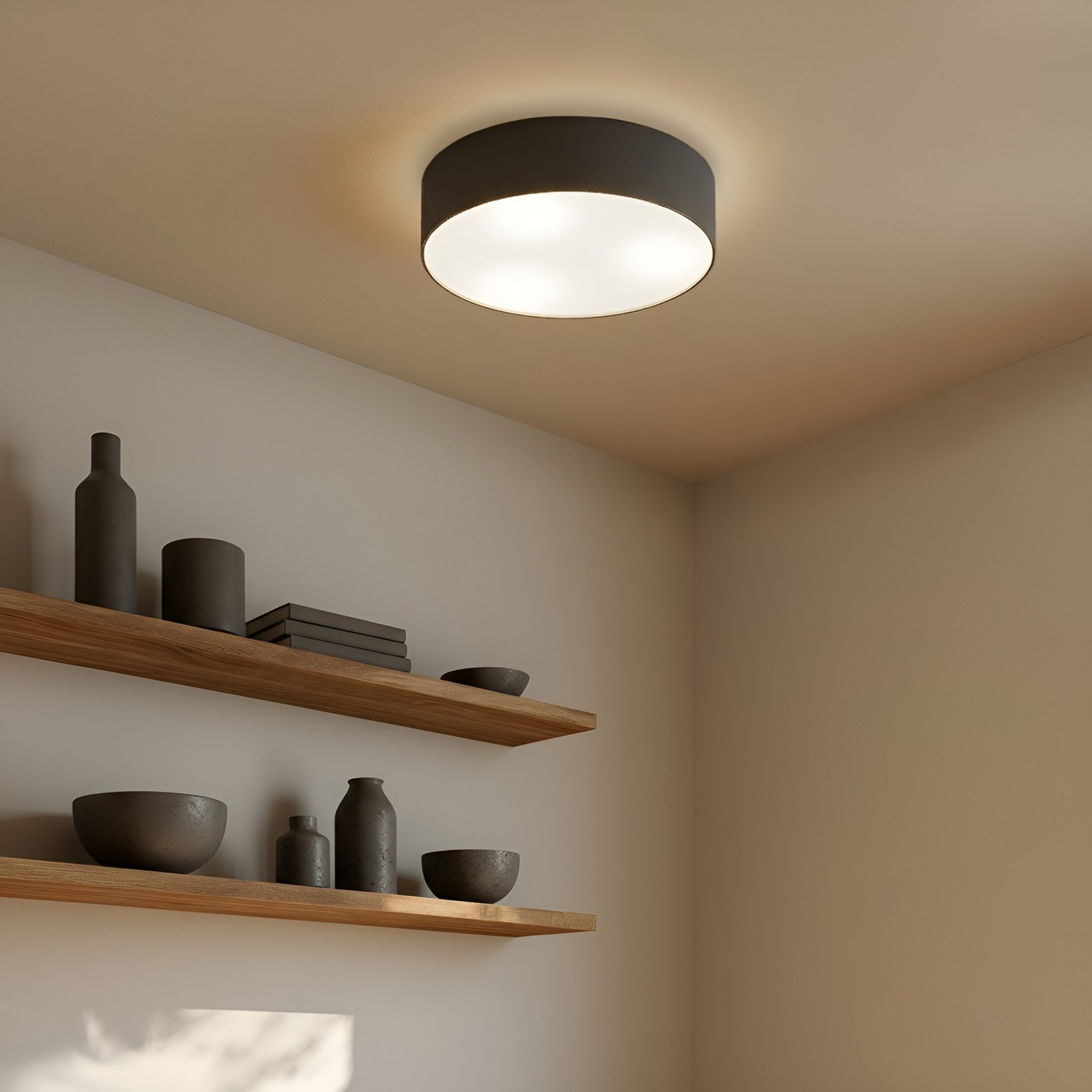 Sebatin Candeeiro de Tecto Ø40 Grey/White/Nickel - Lindby Sebatin Candeeiro de Tecto Ø40 Grey/White/Nickel - Lindby