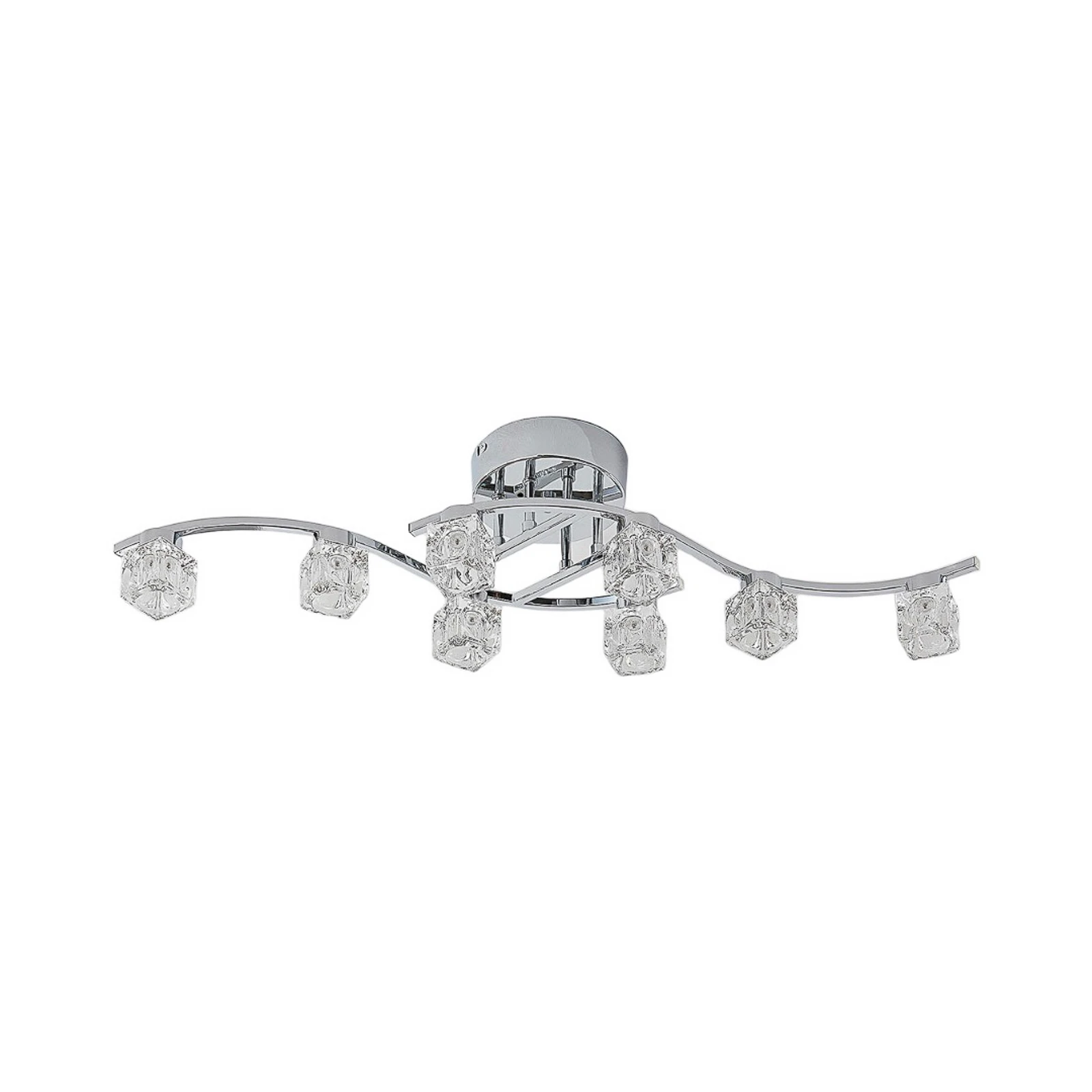 Lindby Plafón LED Yaro, 8 luces, cromo, atenuable
