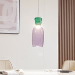 Lucande Candeeiro de suspensão LED Fay, roxo/verde escuro, vidro, Ø 15 cm