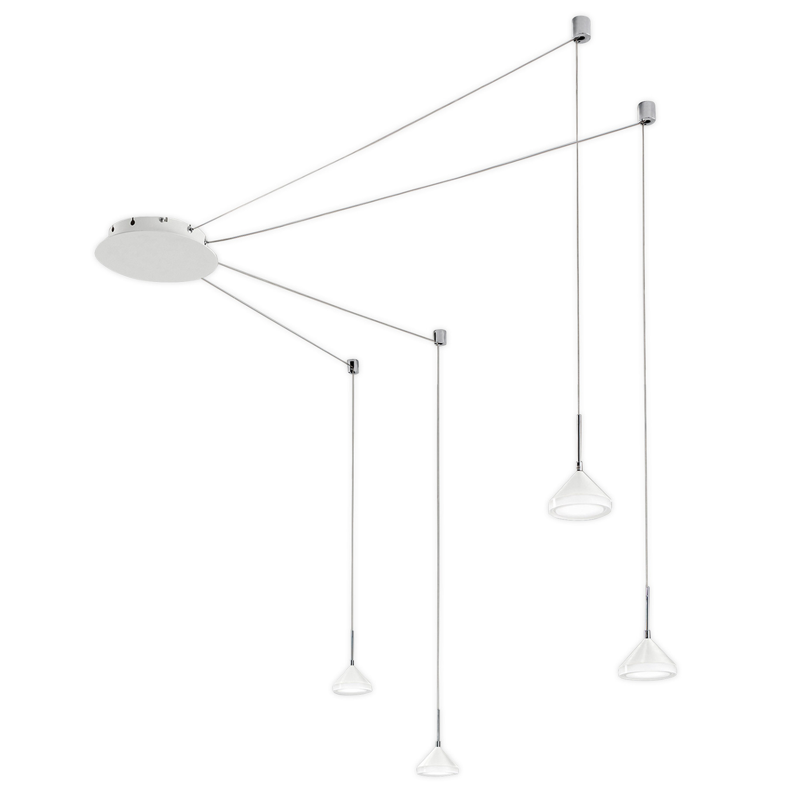 Isabella suspension LED, à quatre lampes, blanc