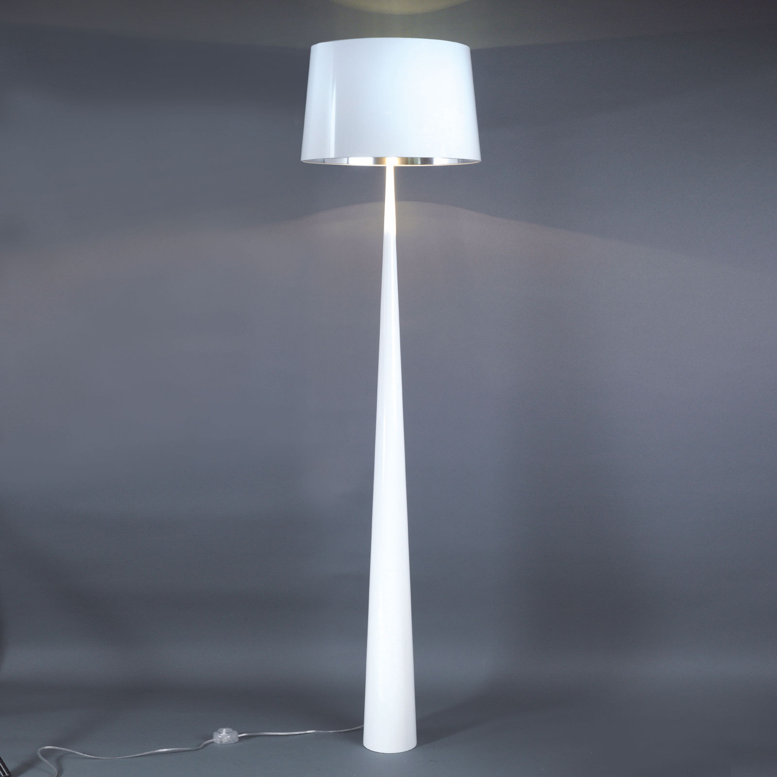 Aluminor Totem LS floor lamp with chrome finish, white, for Living / Dining Room, metal, plastic, E27, 40 W, energy efficiency: A++, H: 177.5 cm