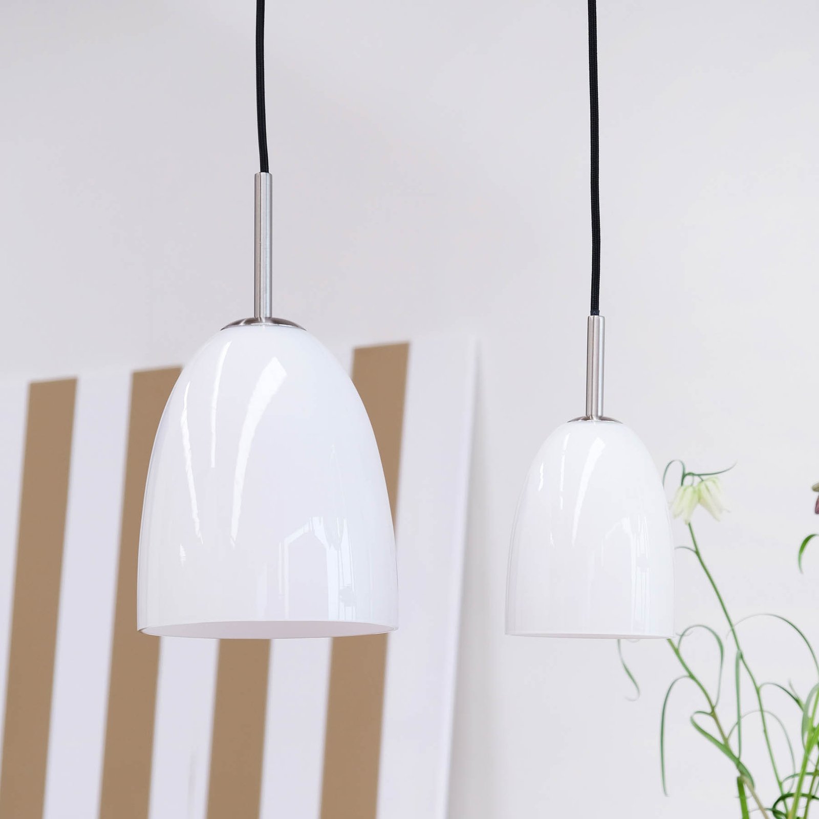 Dyberg Larsen pendant light Jazz opal/steel, Ø 12 cm, glass