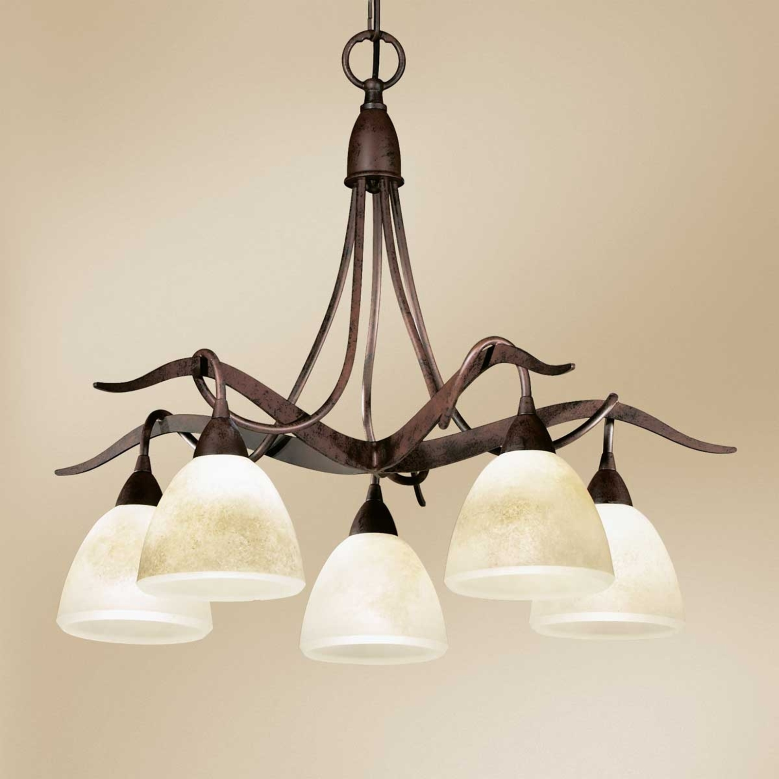 Lampa wisząca Samuele wiejski dom, 5-pkt., scavo