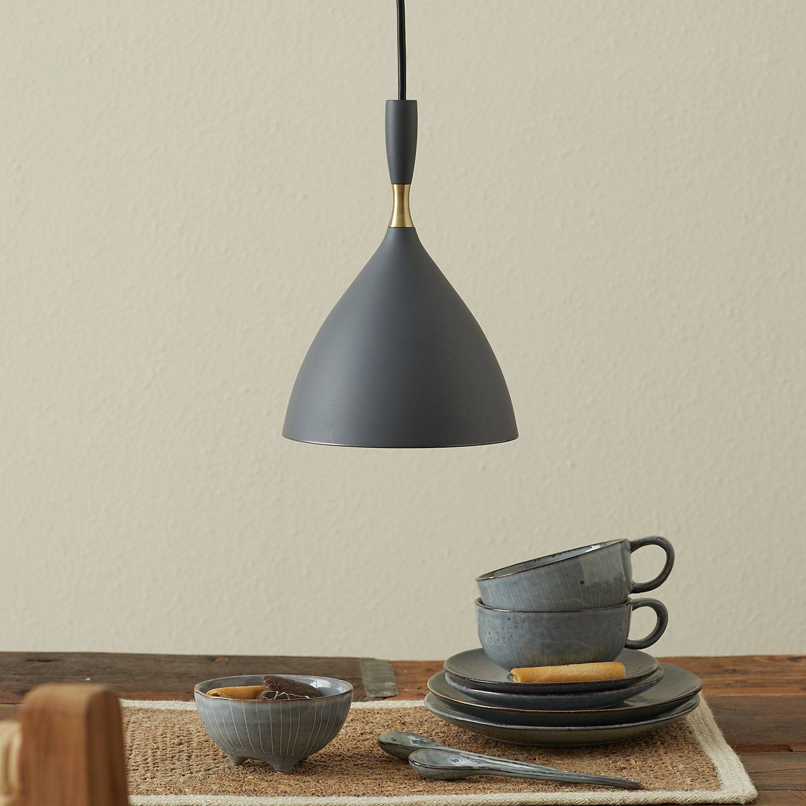 Ciemnoszara lampa wisząca Dokka, stal