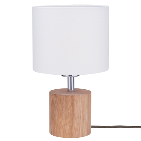 Lampe à poser Trongo chêne huilé abat-jour blanc