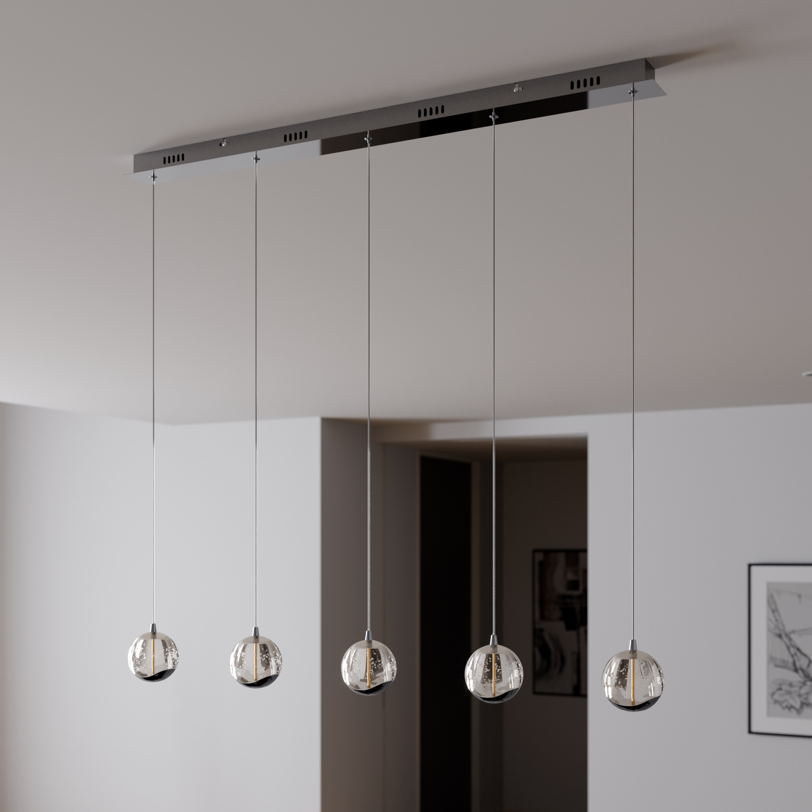 chrome linear pendant light