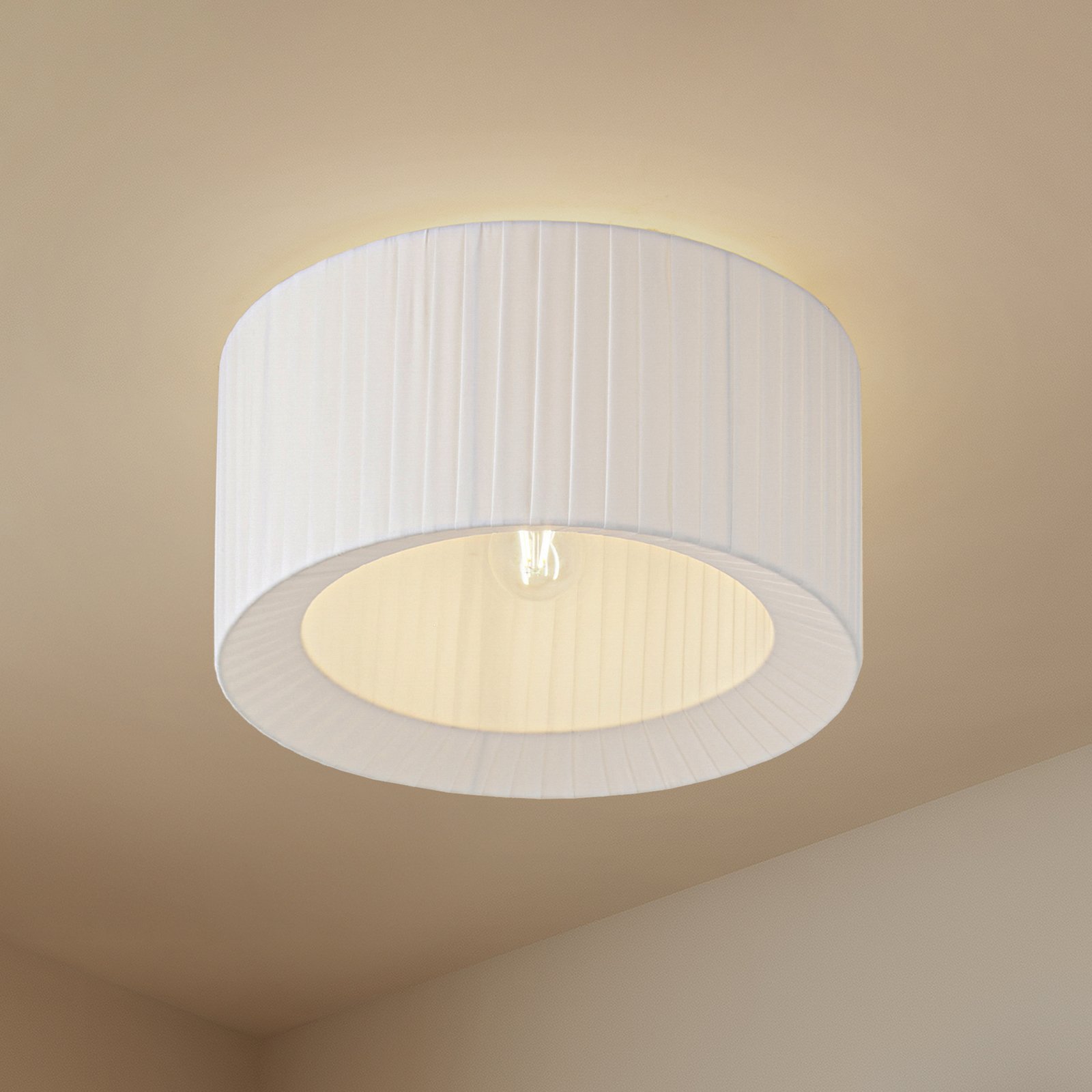 Lindby stropna svjetiljka Virelle, bijela, tekstil, Ø 40 cm, E27