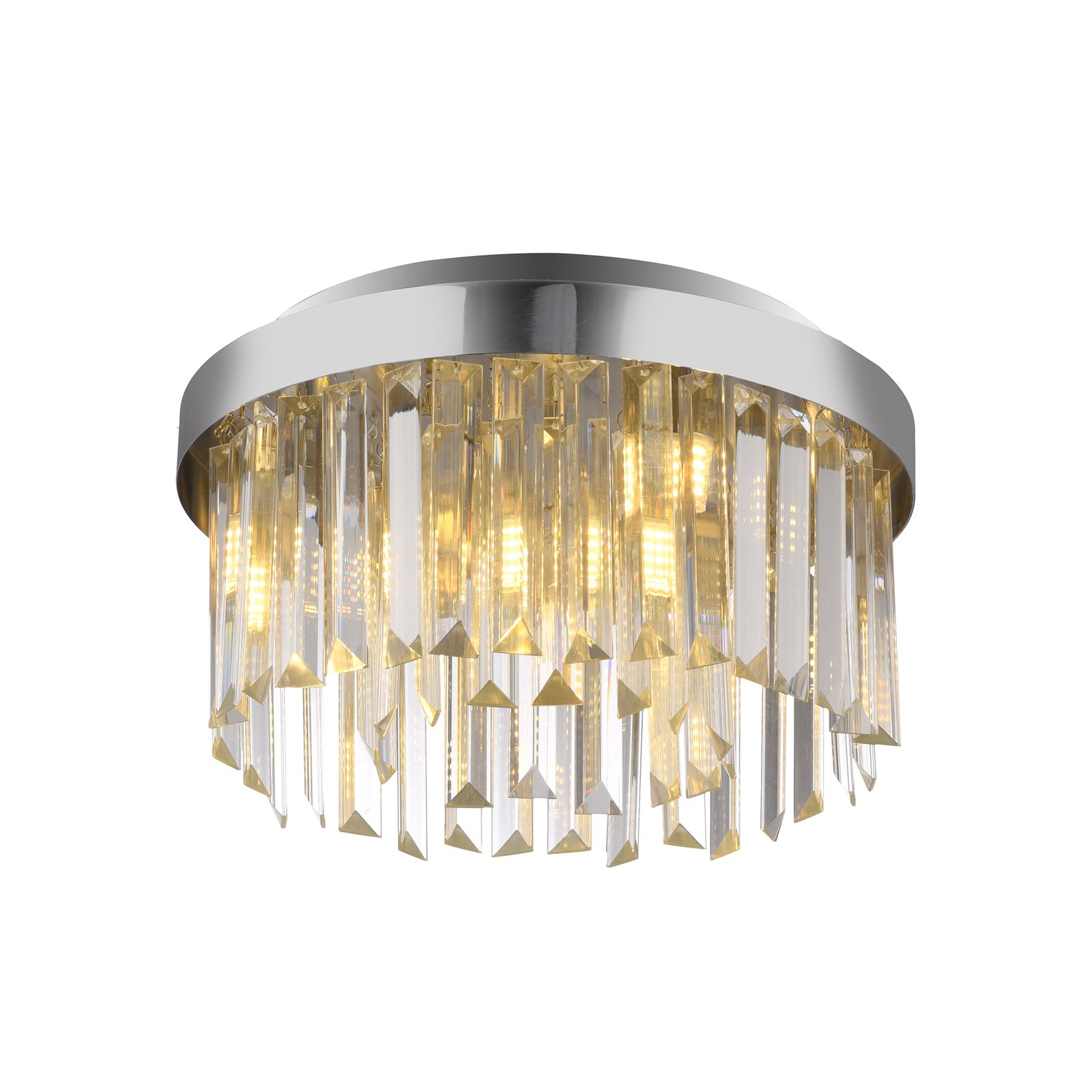 JUST LIGHT. Kulunka ceiling lamp, crystal glass, chrome