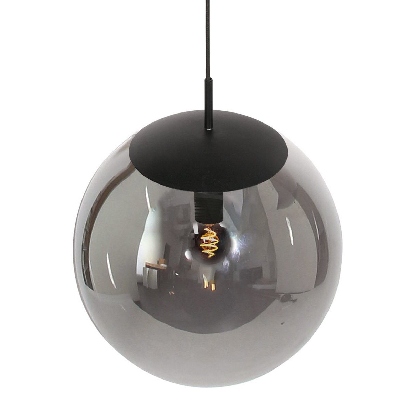 Bollique pendant light, black, Ø 40 cm, glass, 1-bulb, ball
