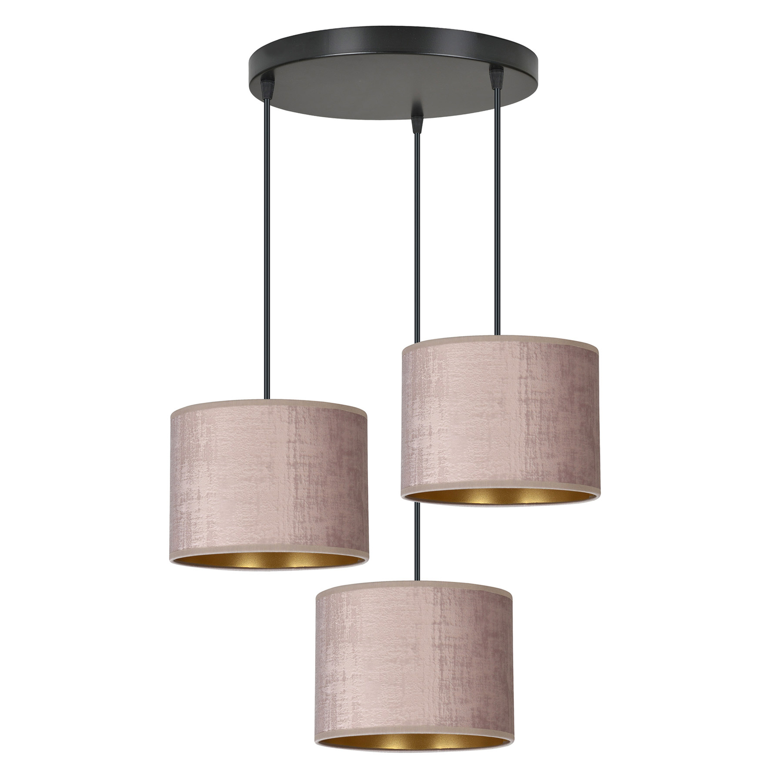 Hanglamp Jari stoffen kap 3-lamps rond rosé-goud