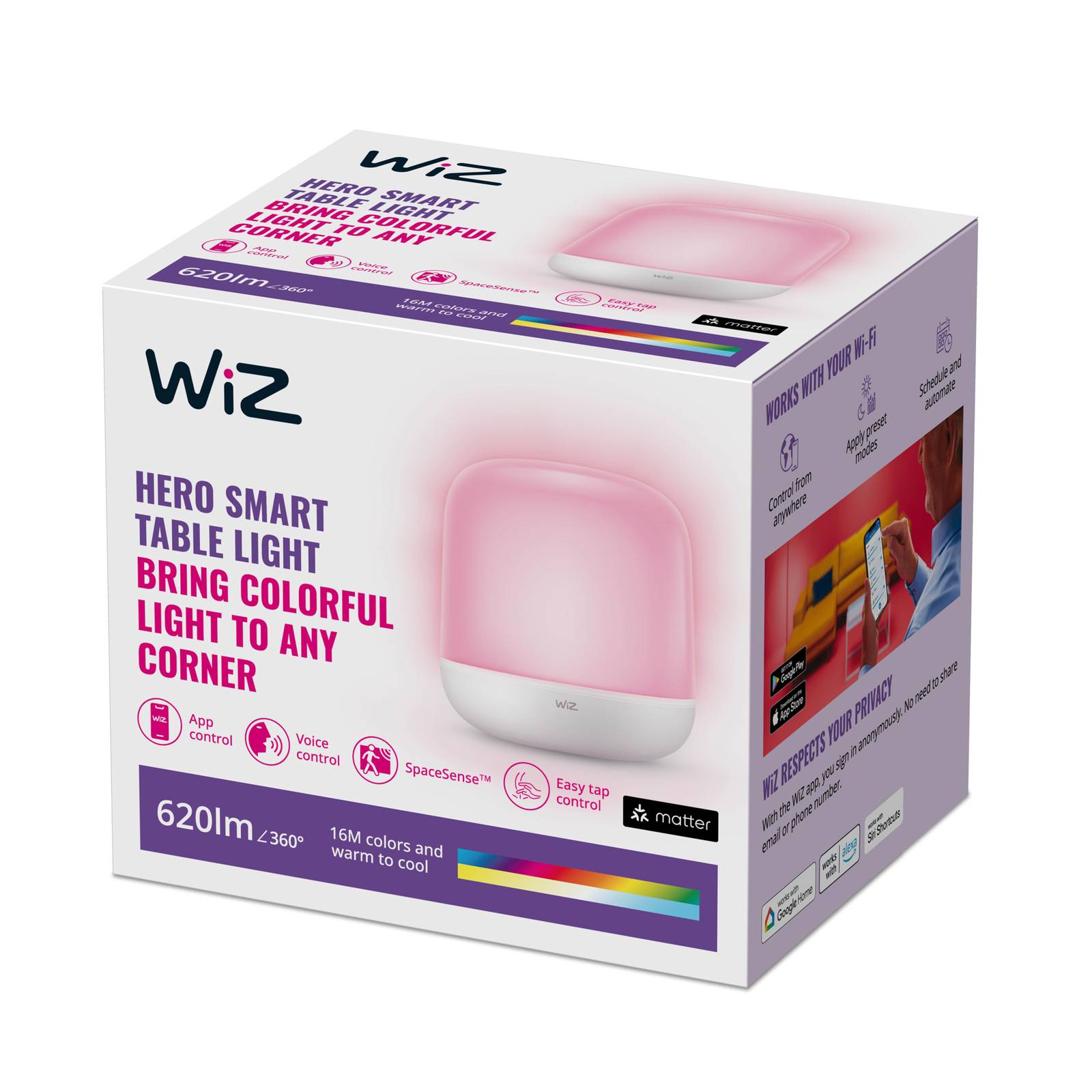 Levně WiZ Hero LED stolní lampa RGBW, přenosná