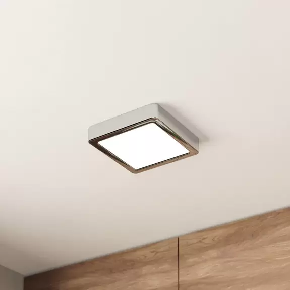 Lampenwelt LED-Deckenlampe Fueva 5 IP44 3000K chrom 16x16cm