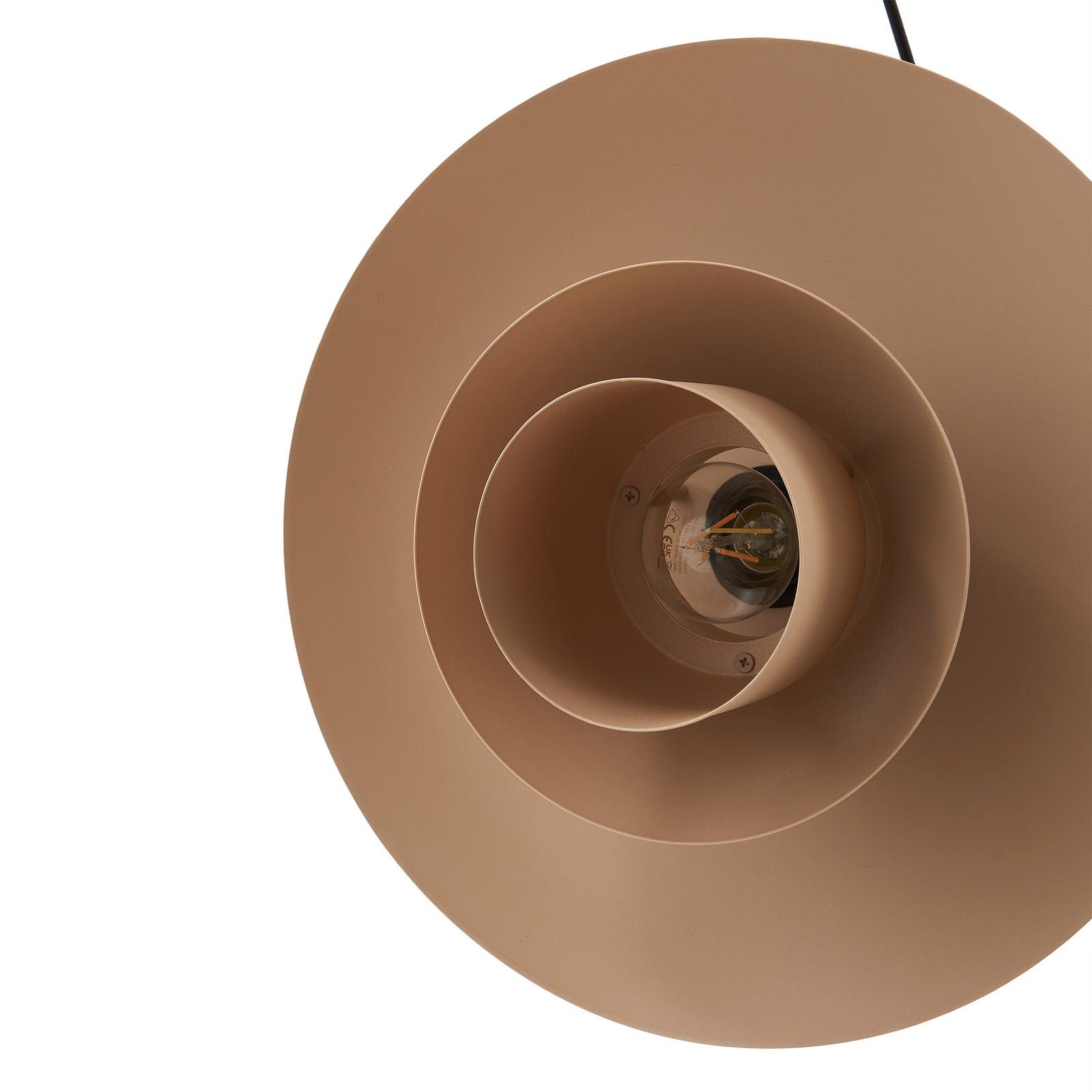 Lindby hanglamp Elorri, beige, metaal, Ø 38 cm