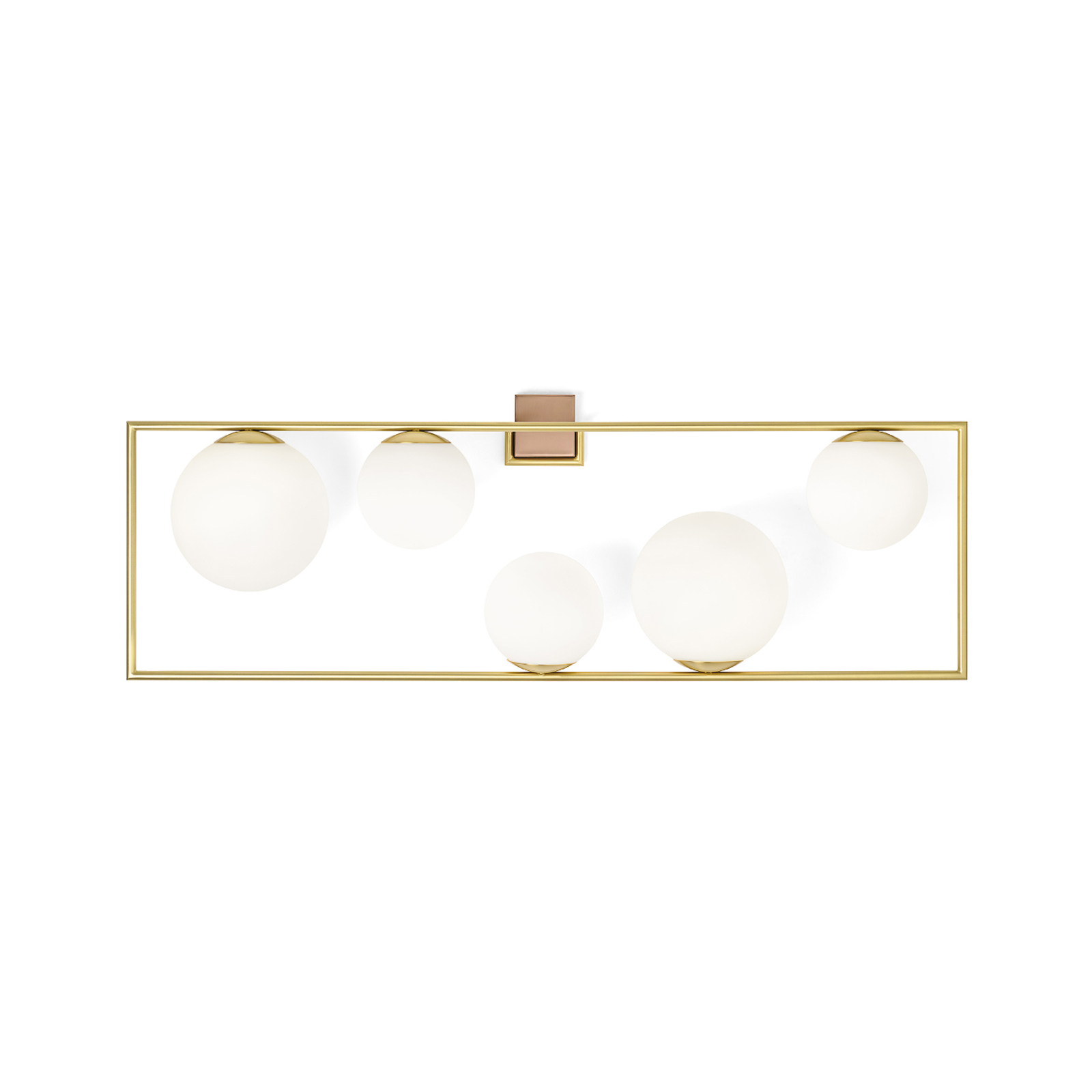 Buble wall light, gold, 5 opal glass lampshades