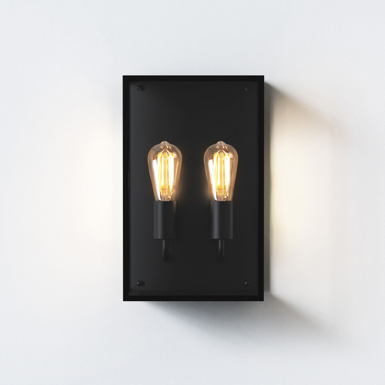 Astro Messina Twin outdoor wall lamp 2 x E27 black, stainless steel, glass, E27, 12 W, energy efficiency: A++, W: 25 cm, H: 40 cm