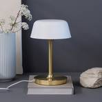 Dyberg Larsen Valencia table lamp, white/brass, height 30 cm