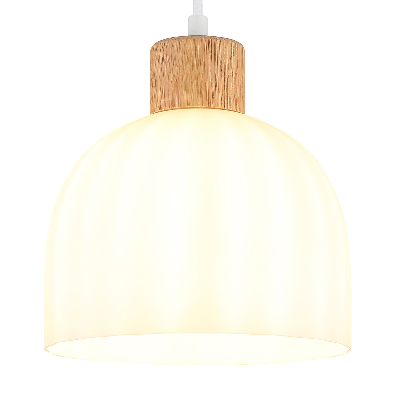 Lampă suspendată Swanson, Ø 20 cm, alb/maro, metal/lemn Lampă suspendată Swanson, Ø 20 cm, alb/maro, metal/lemn