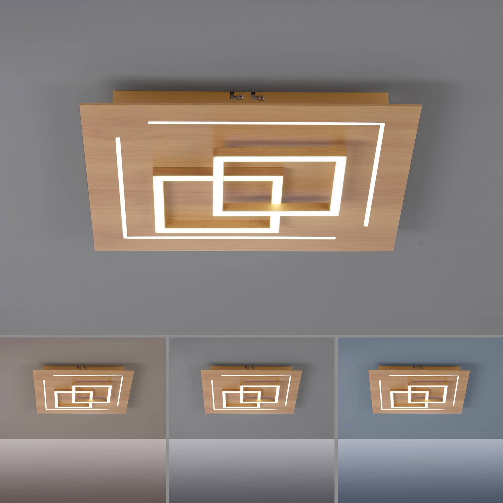 Paul Neuhaus Q-LINEA LED-Decke Holzdekor 40cm