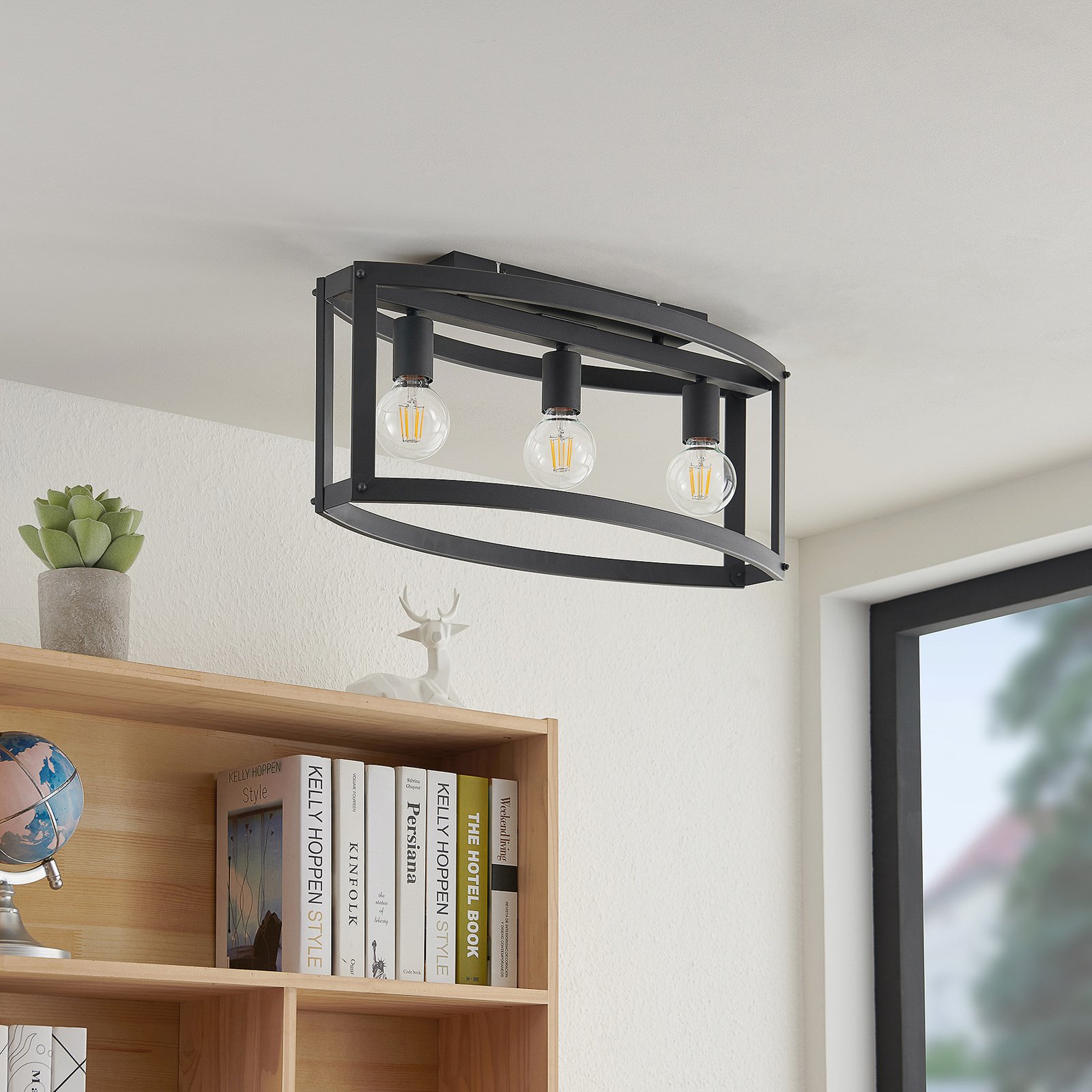 Lindby Mizgin ceiling light without lattice 3-bulb