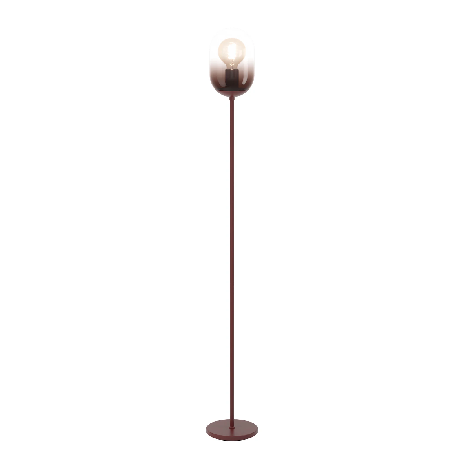 Podna lampa Lequile, smeđa, staklo, metal, E27, visina 140 cm