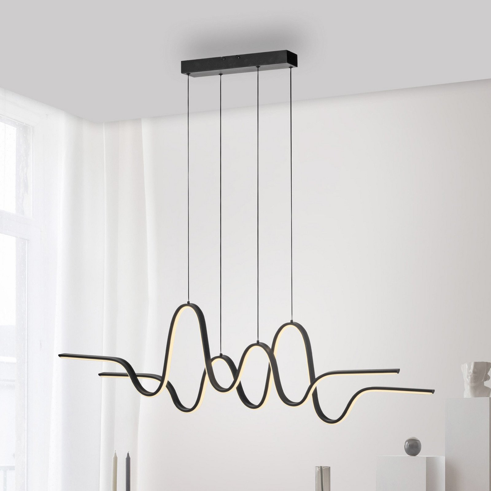 Paul Neuhaus Lampă suspendată LED Altitude negru lungime 125 cm - Camera de zi / sufragerie - modern - Metal