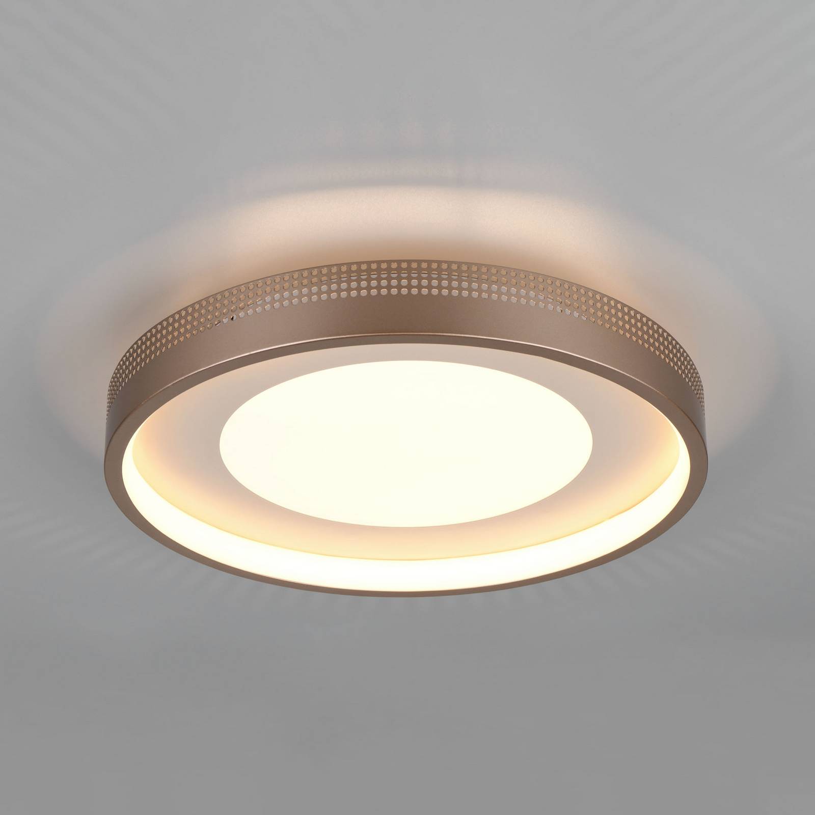 LED-Deckenlampe Solea, braun, Ø 40 cm, Kunststoff günstig online kaufen